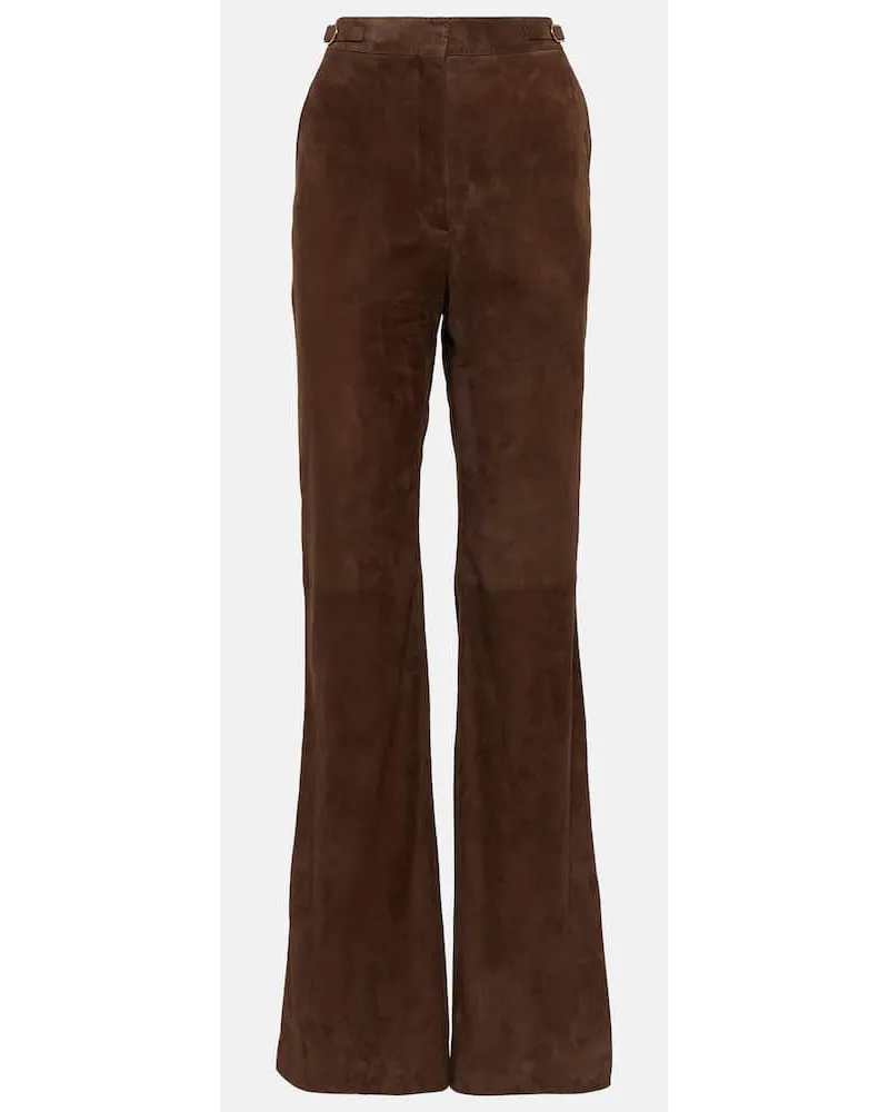 Gabriela Hearst Pantaloni flared Vesta in suede Marrone
