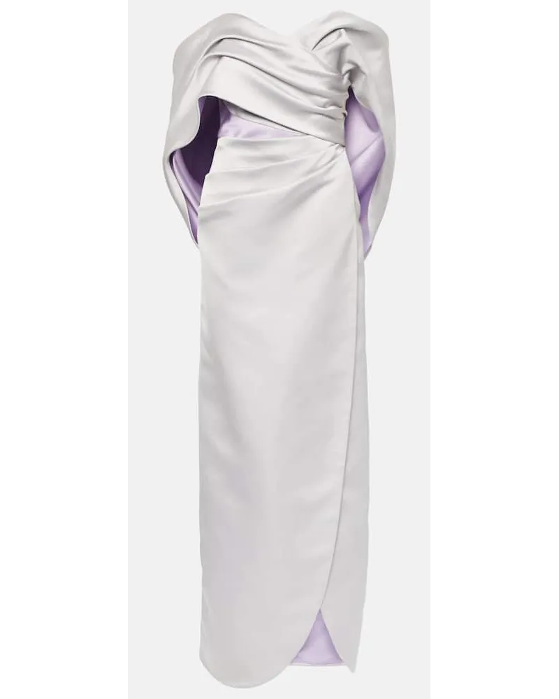 Carolina Herrera New York Abito lungo in raso drappeggiato Viola