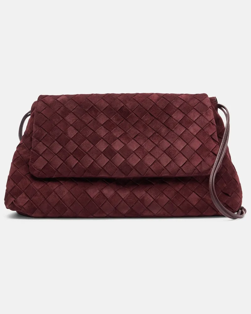 Bottega Veneta Borsa a spalla Giorno in suede Intrecciato Borgogna