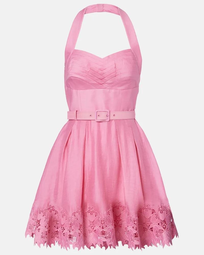 Rebecca Vallance Abito corto Petalite con pizzo Rosa