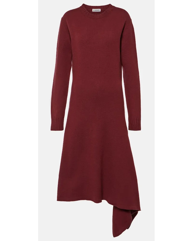Jil Sander Abito midi asimmetrico in lana Arancione