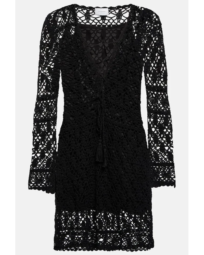 Anna Kosturova Miniabito Bianca in crochet di cotone Nero