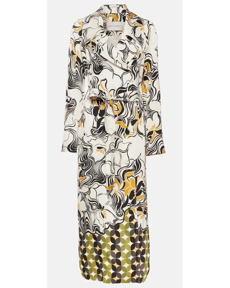 Dries van Noten Soprabito doppiopetto in raso con stampa Multicolore