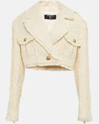 Balmain Giacca cropped in tweed di misto cotone Bianco