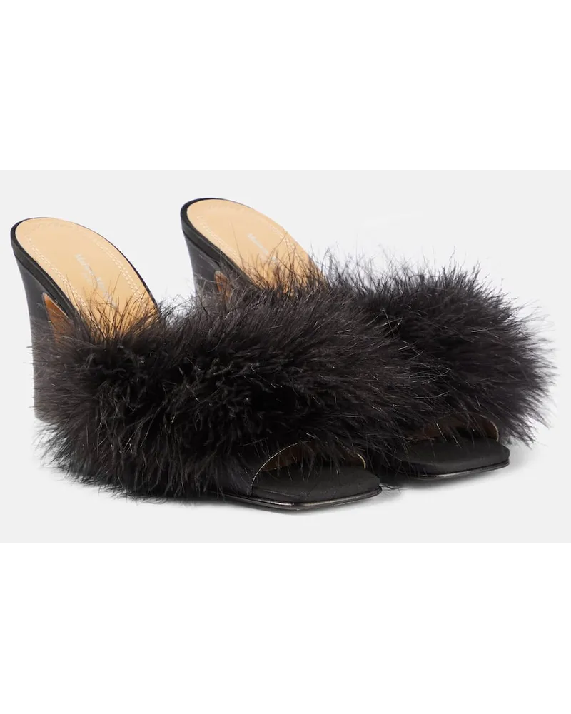 Maison Margiela Mules con piume Nero