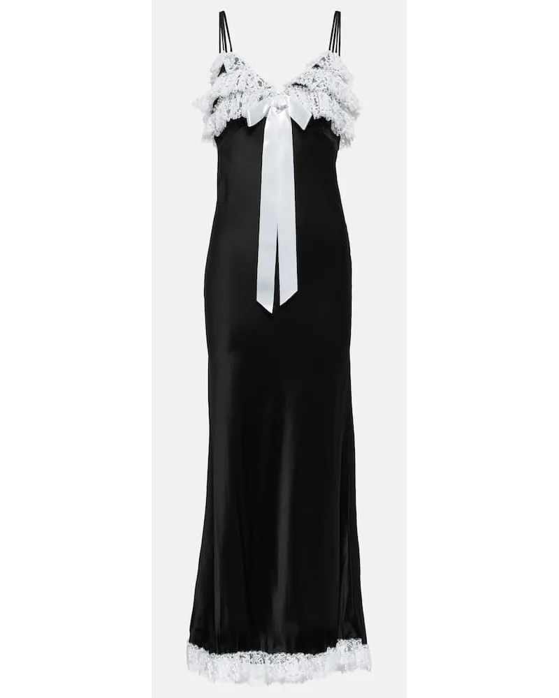 Rodarte Abito lungo in seta con pizzo Nero