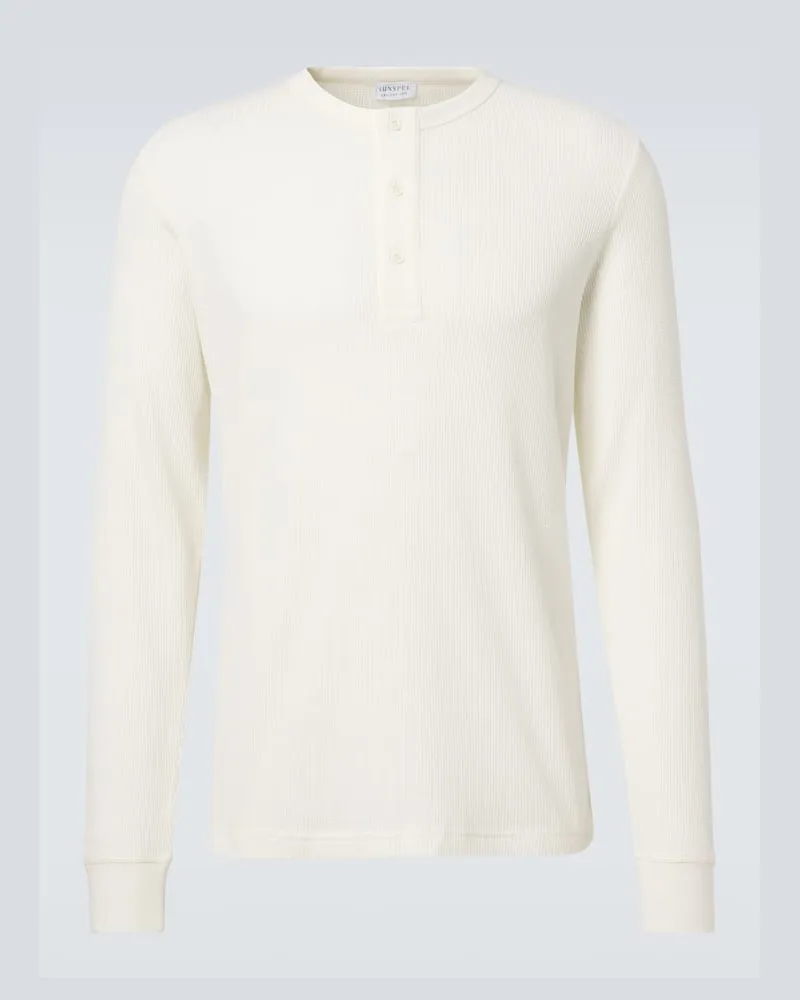 Sunspel Top in cotone con bottoni Bianco