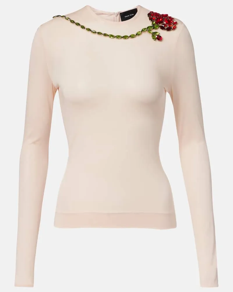 Simone Rocha Top in mesh con cristalli Rosa