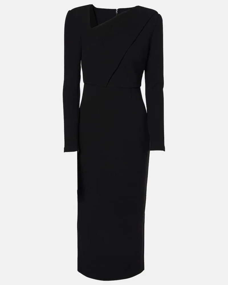 Roland Mouret Abito midi in crÃªpe di lana Nero