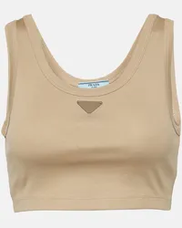 Prada Tank top in jersey di cotone con logo Neutro