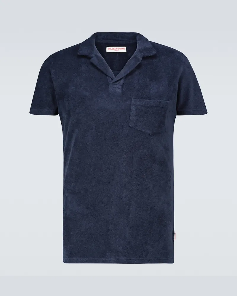 Orlebar Brown Polo in spugna di cotone Blu