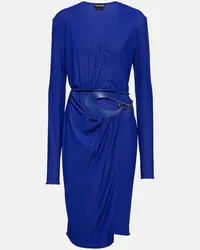 Tom Ford Abito midi a portafoglio con pelle Blu