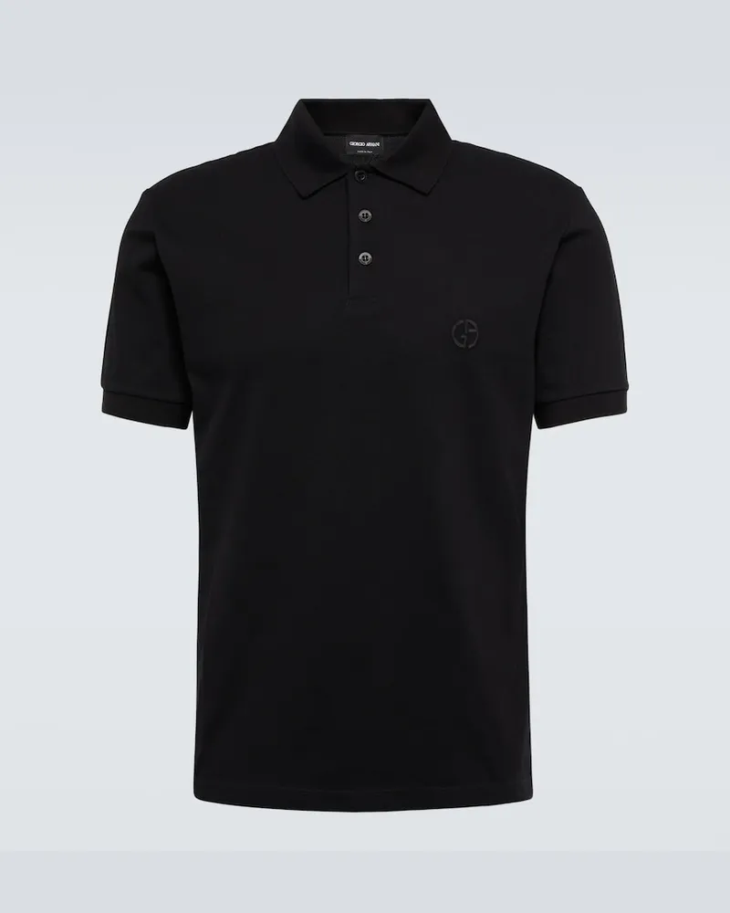 Giorgio Armani Polo in misto cotone piquÃ Nero