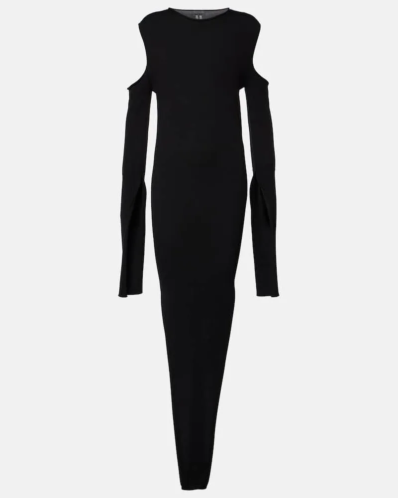 Rick Owens Abito lungo in lana con cut-out Nero