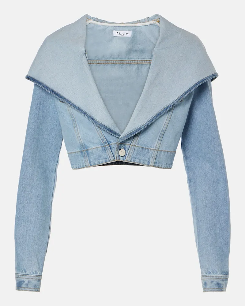 Alaïa AlaÃ¯a Giacca di jeans cropped Blu