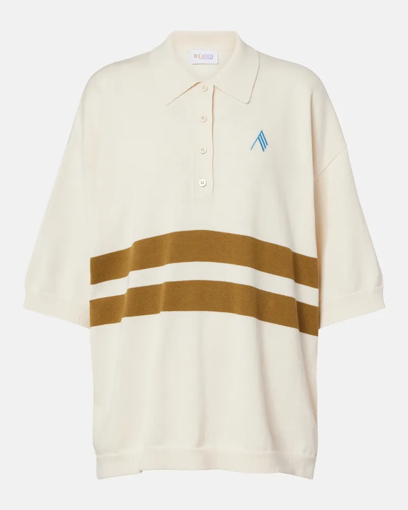 ATTICO Polo oversize in cotone a righe Beige