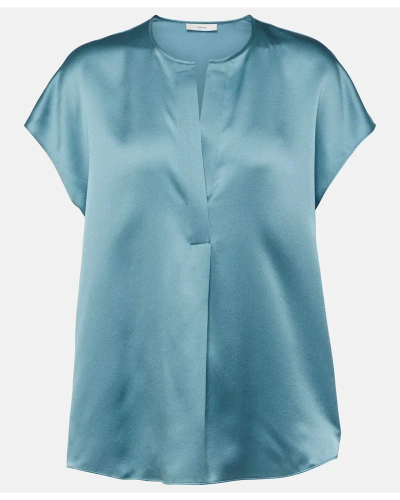Vince Blusa in seta Blu