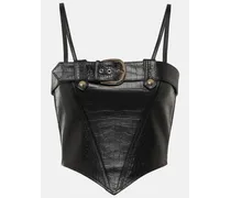 Top bustier in pelle con stampa coccodrillo