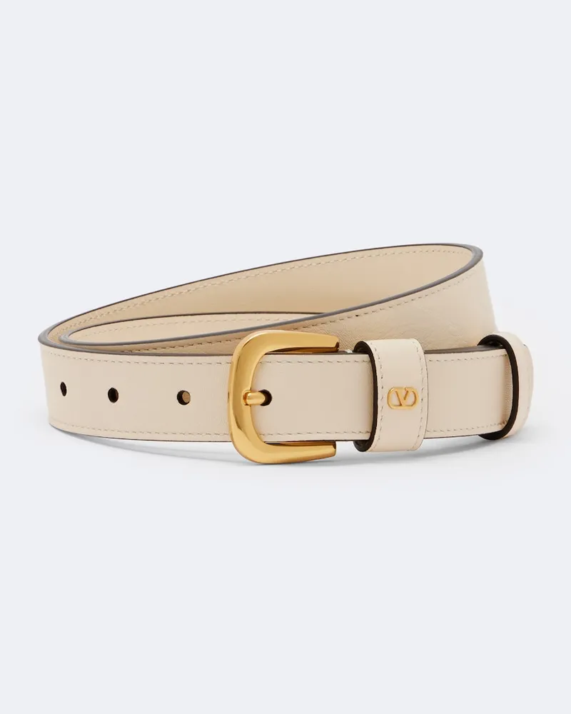 Valentino Garavani Cintura VLogo in pelle Bianco