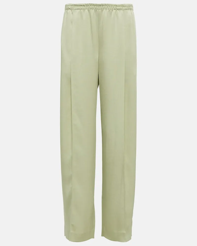 Vince Pantaloni in raso a gamba larga Verde