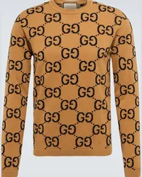 Gucci Pullover GG in jacquard di lana Beige