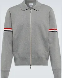 Thom Browne Pullover in misto cotone con zip Grigio