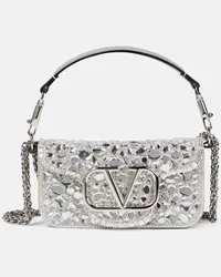 Valentino Garavani Borsa a spalla Locò Small con cristalli Argento