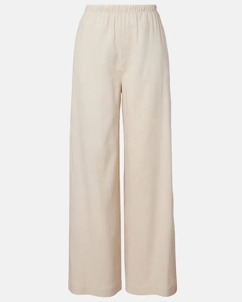 Max Mara Pantaloni Destino a gamba larga in misto lino Beige