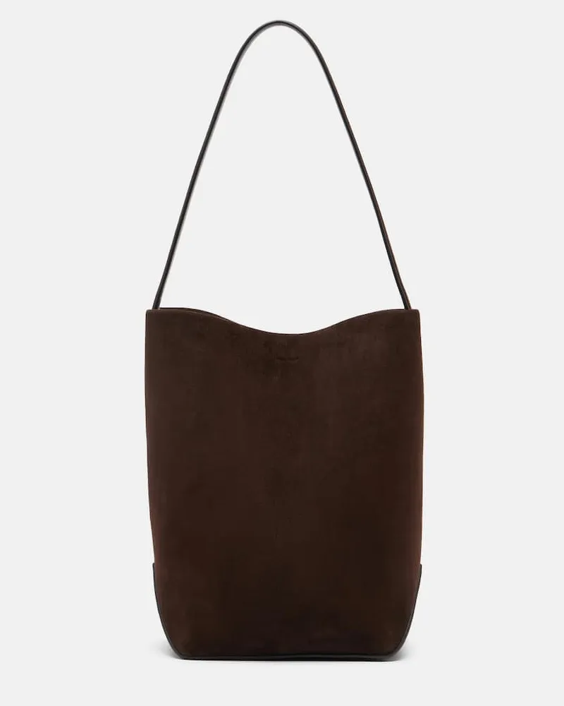The Row Borsa N/S Park Edge Medium in suede Marrone
