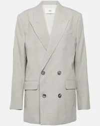 AMI Paris Blazer doppiopetto in lana Grigio