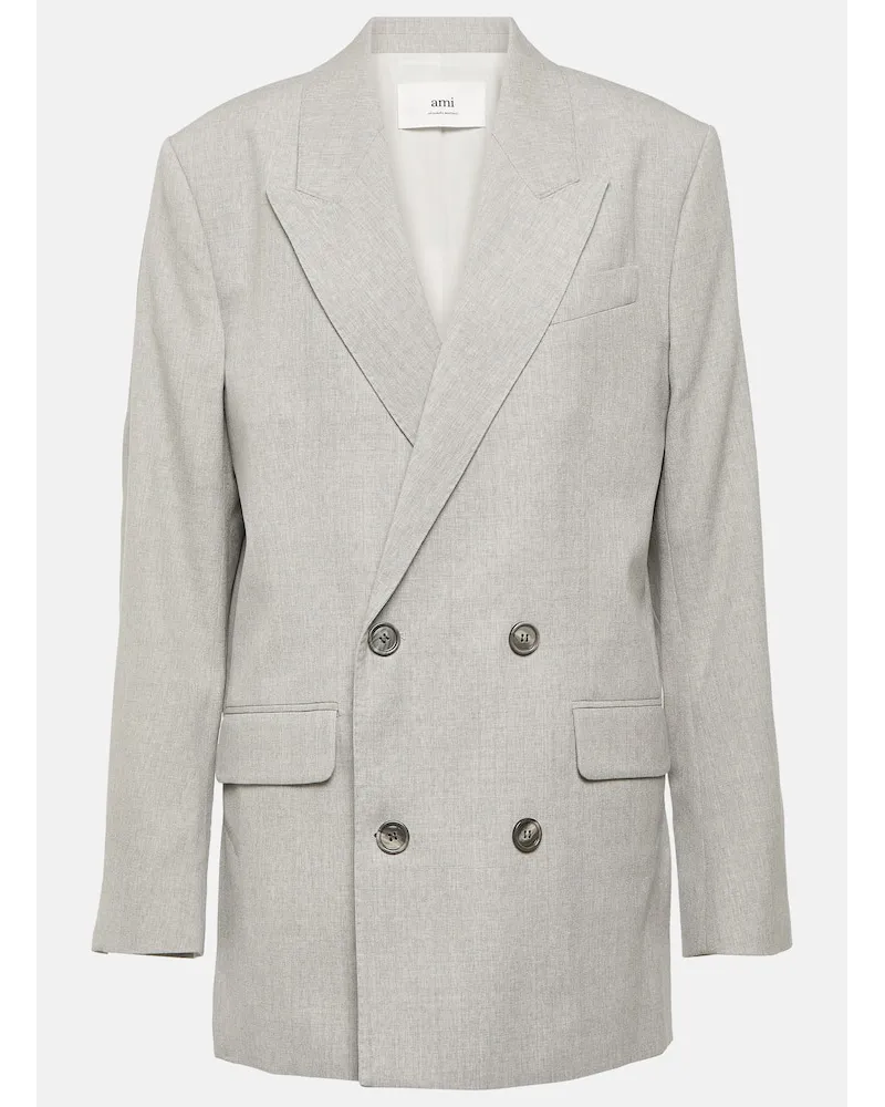 AMI Paris Blazer doppiopetto in lana Grigio