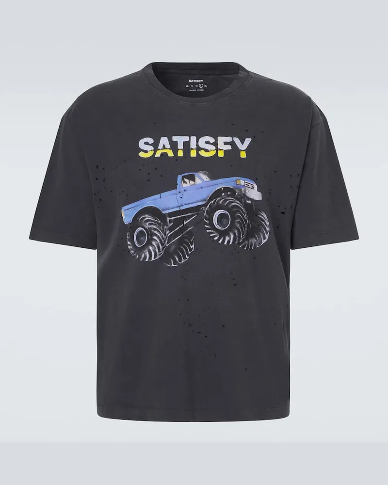 Satisfy T-shirt MothTech in jersey di cotone distressed Nero