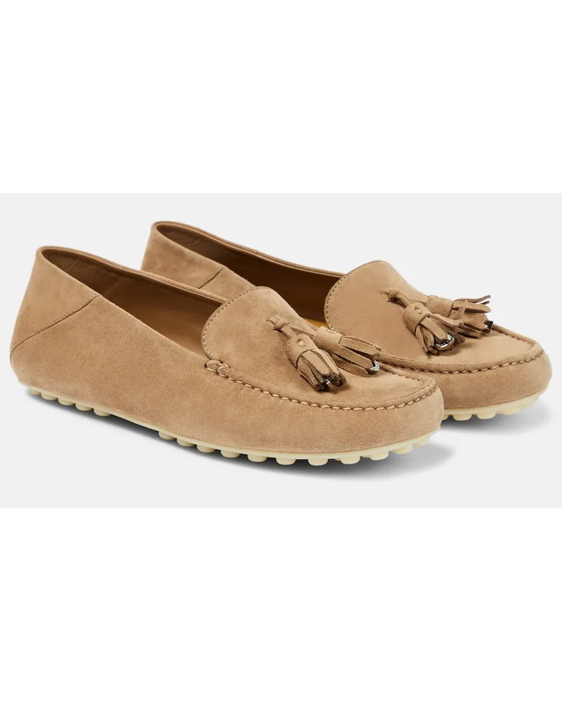 Loro Piana Mocassini Dot Sole in suede Beige