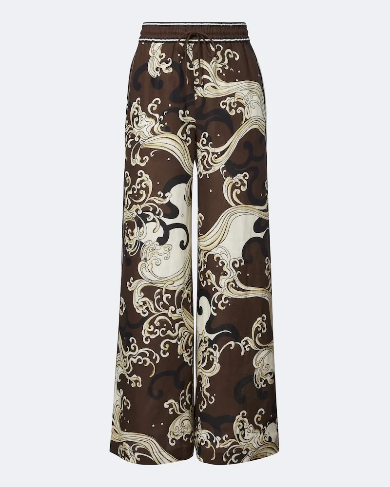 ALEMAIS Alémais Pantaloni Otis a gamba larga in lino Multicolore