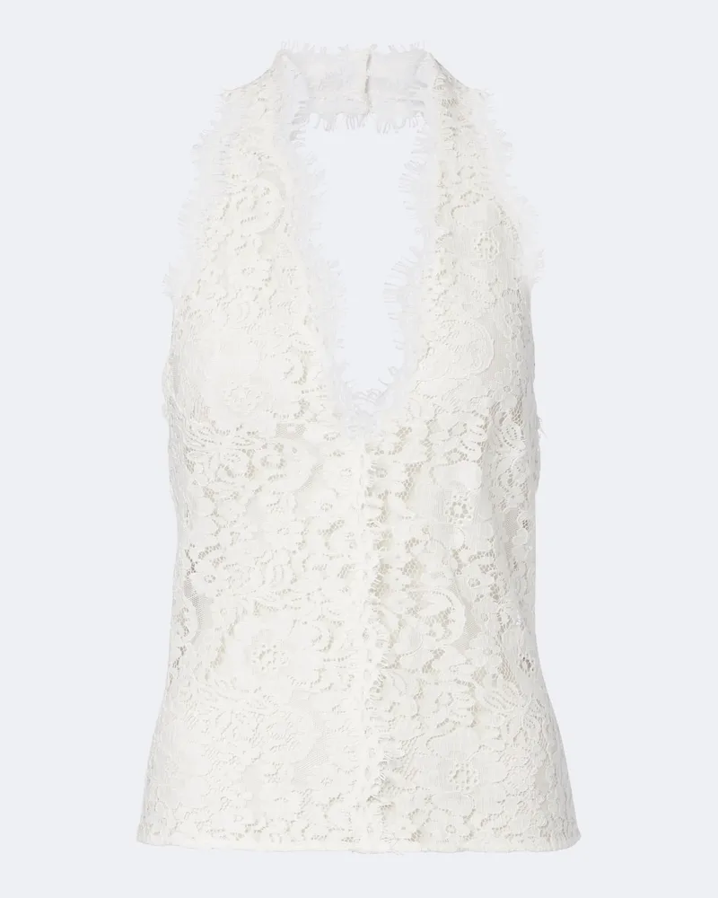 Stella McCartney Top in pizzo misto cotone Bianco