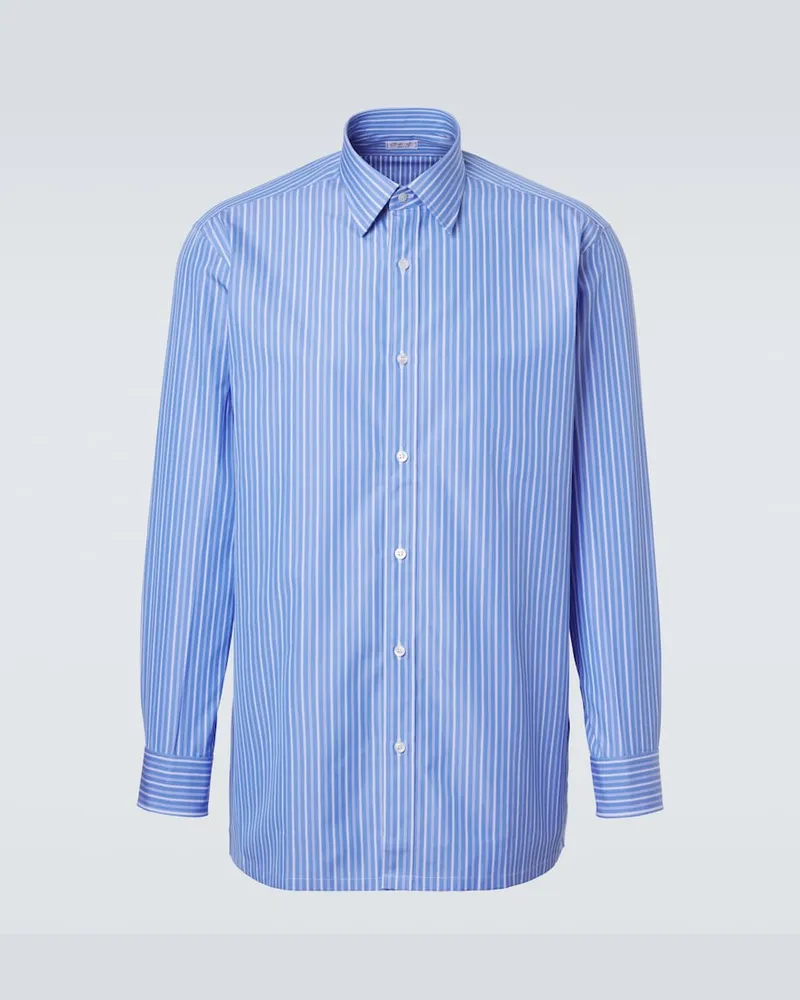 Charvet Camicia in popeline di cotone a righe Blu