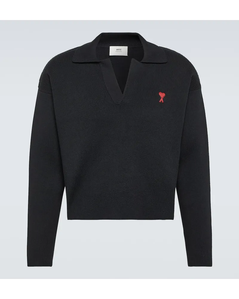 AMI Paris Polo Ami de CÅur in misto cotone Nero