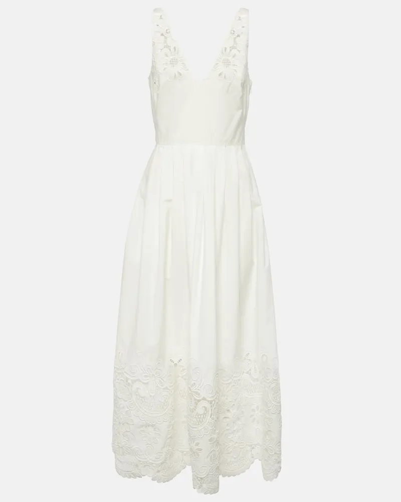 Valentino Garavani Abito midi in sangallo di cotone Bianco