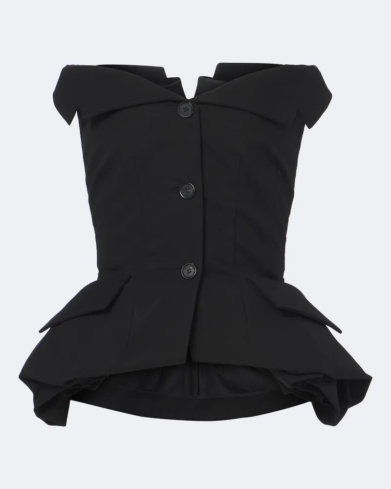 Magda Butrym Top bustier in cotone con peplum Nero