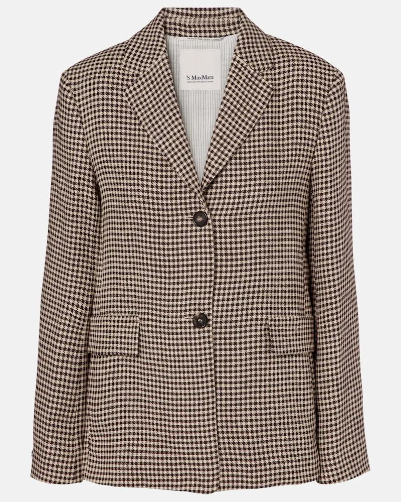 Max Mara Blazer Gita in lino a quadri Marrone