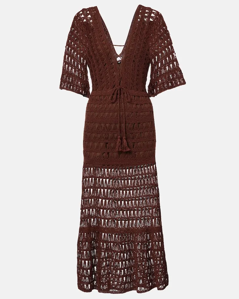 Anna Kosturova Abito midi Marissa in crochet di cotone Marrone