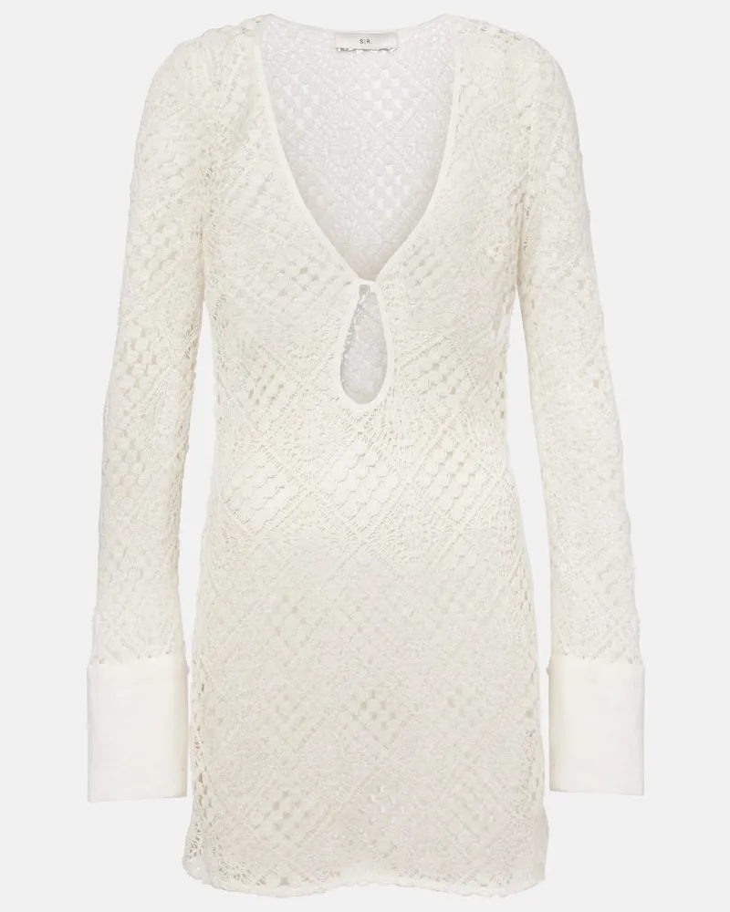 SIR Abito corto Rayure in crochet di cotone Bianco
