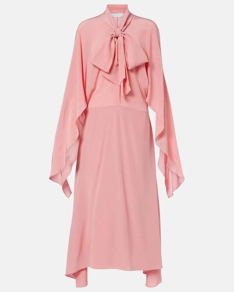 Stella McCartney Abito midi in seta con fiocco Rosa