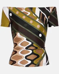 Emilio Pucci Top cropped Vivara con scollo bardot Verde