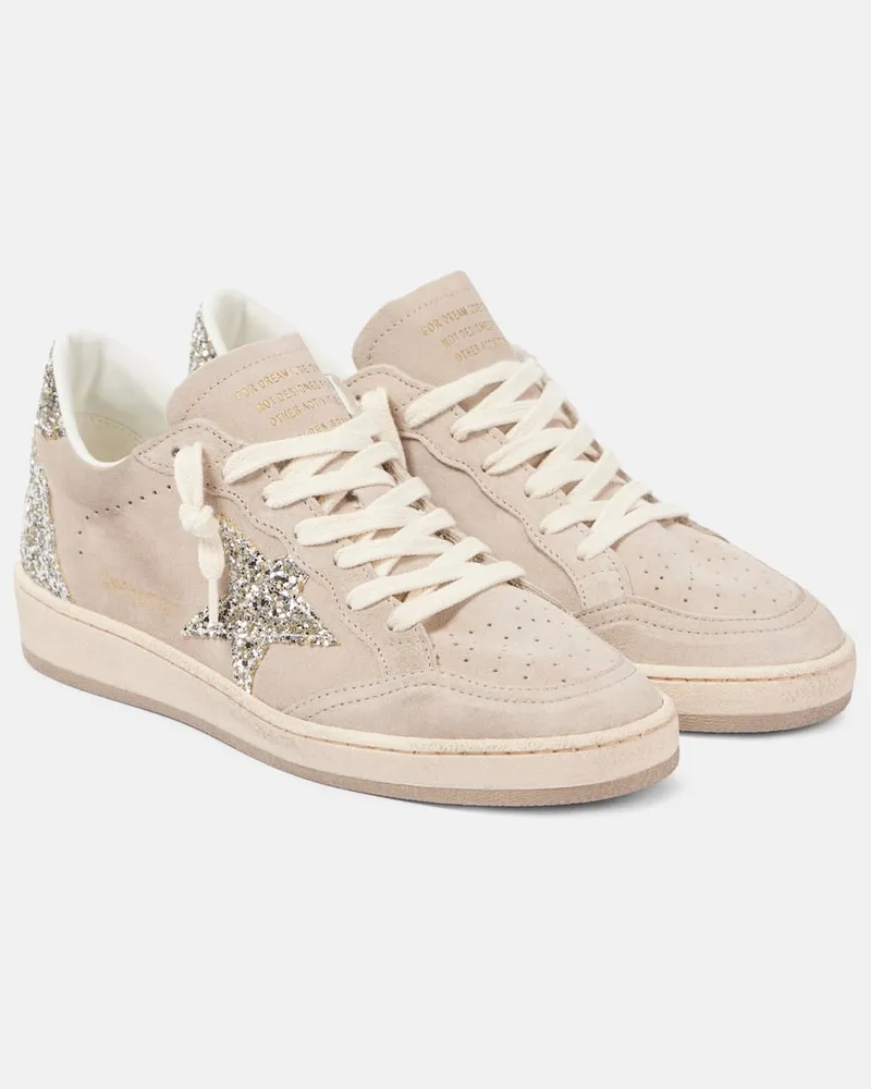 Golden Goose Sneakers Ball Star in suede con glitter Beige