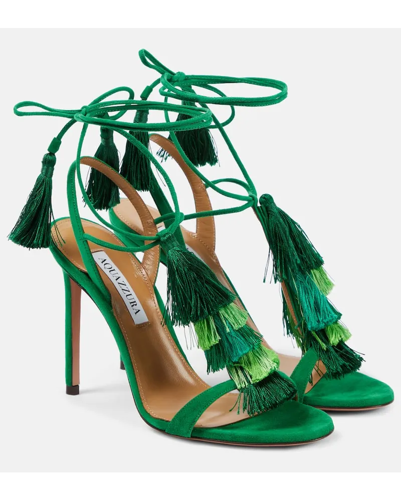 Aquazzura Sandali Capri Tassel 105 in suede Verde