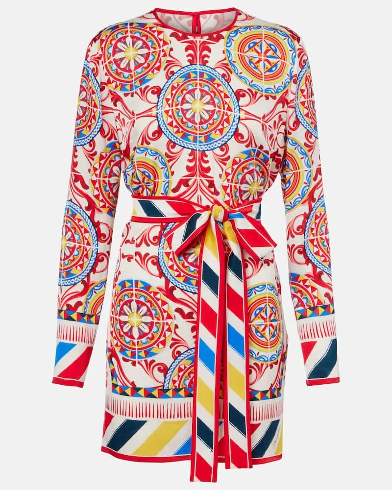 Dolce & Gabbana Top in seta con stampa e cintura Multicolore
