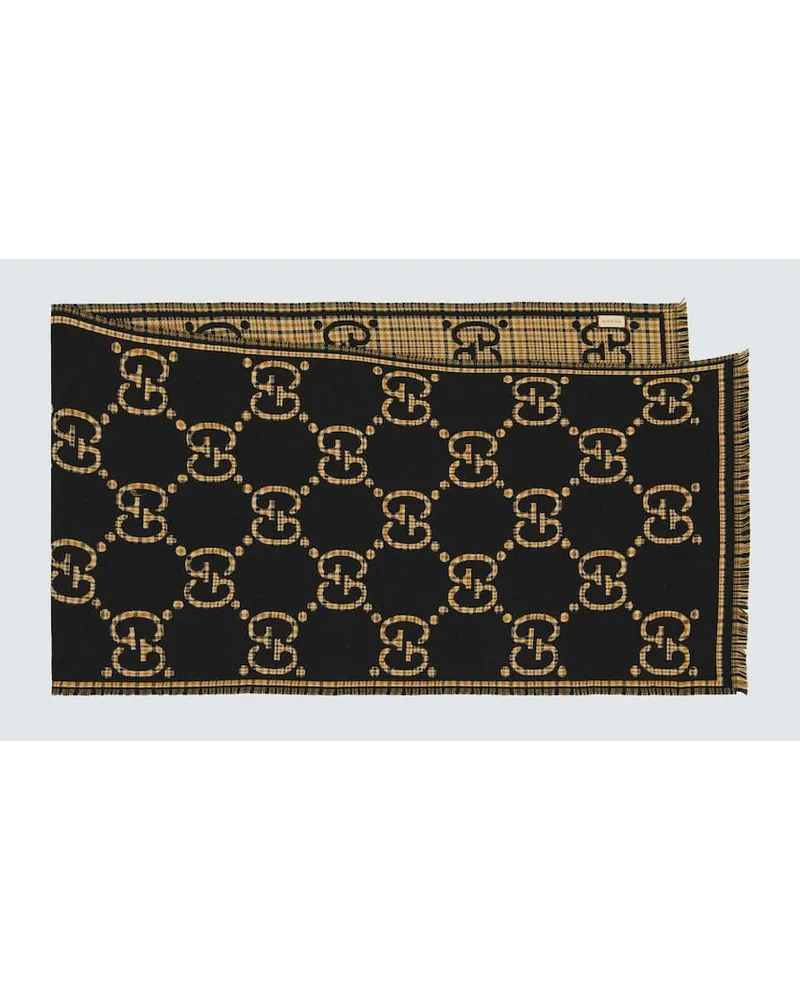 Gucci Sciarpa in lana jacquard GG Nero