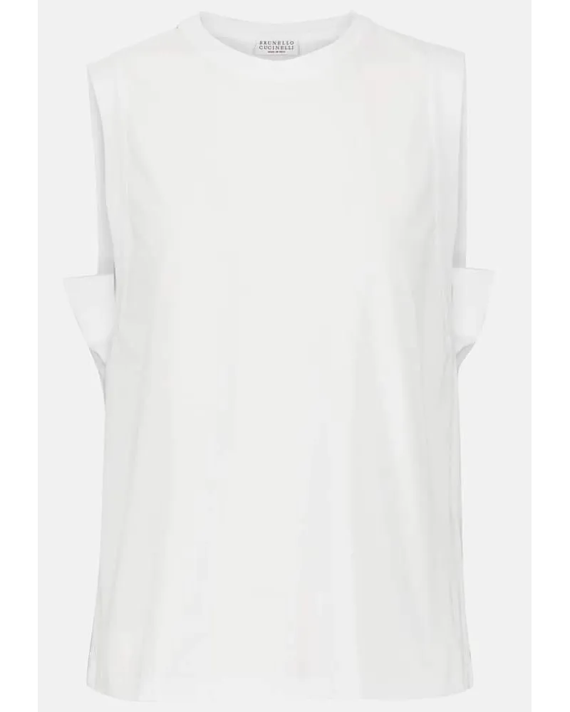 Brunello Cucinelli Tank top in misto cotone Bianco