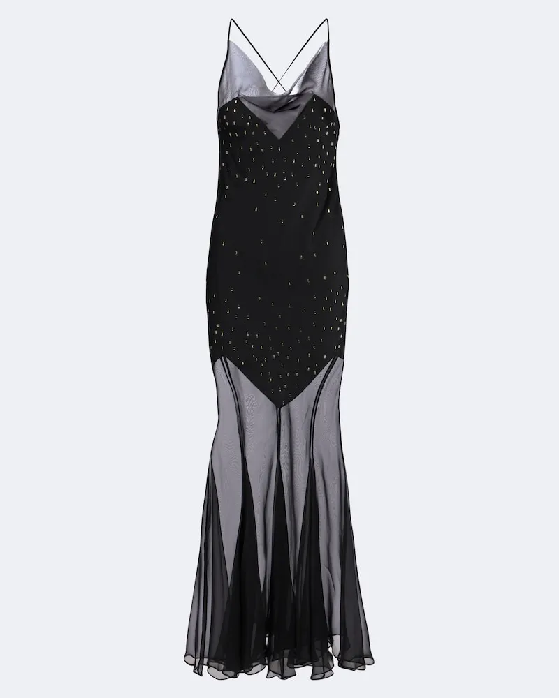Paco Rabanne Abito lungo in chiffon Nero